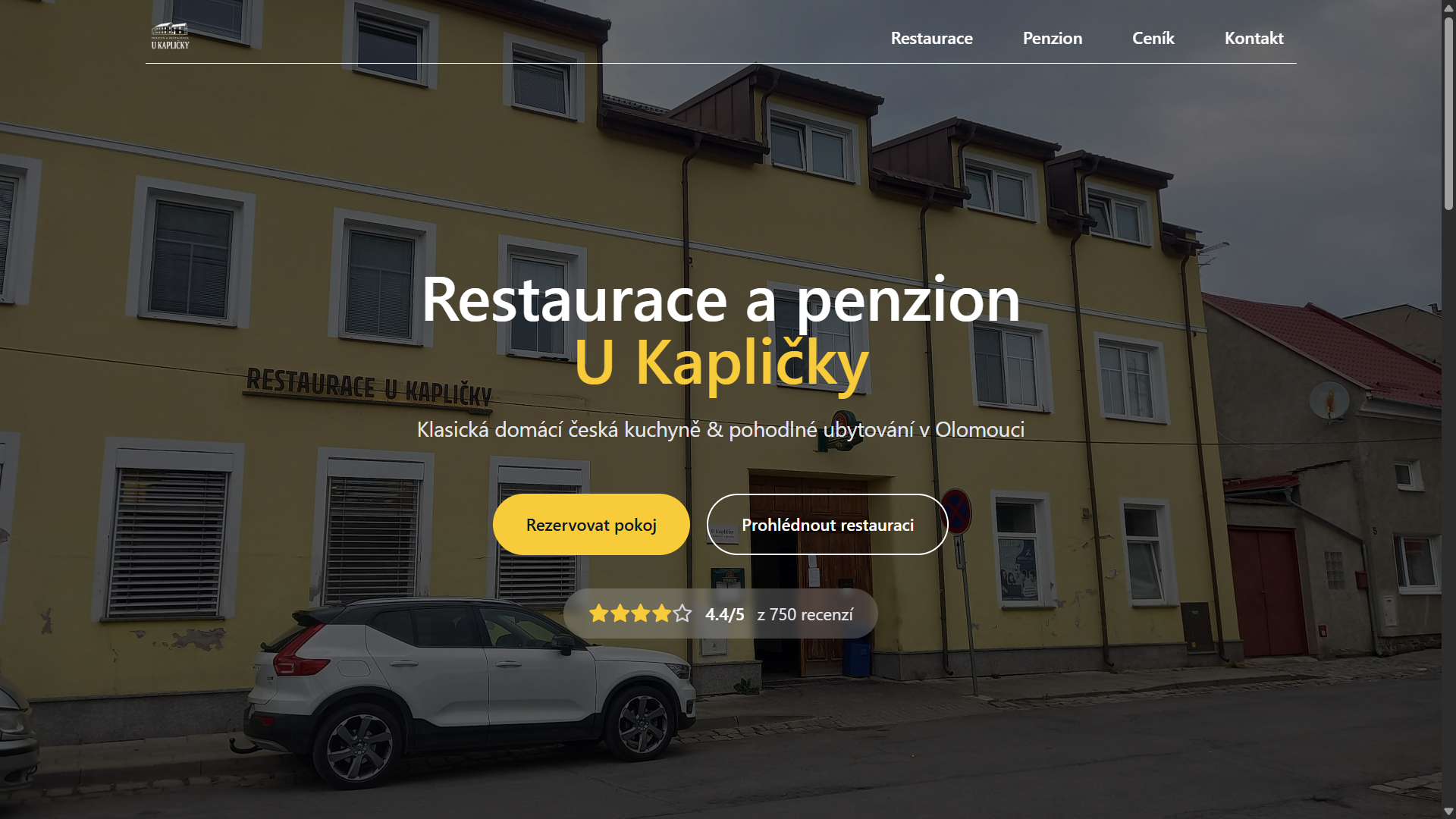 Ukázka webu Penzion U Kaplicky